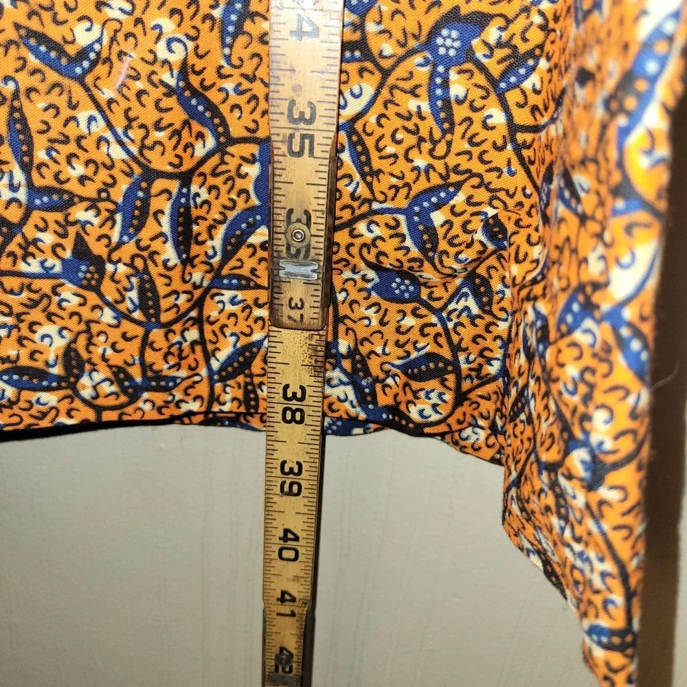 Handmade African Print Maxi Skirt Blue Orange Patchwork Boho Festival Elastic...